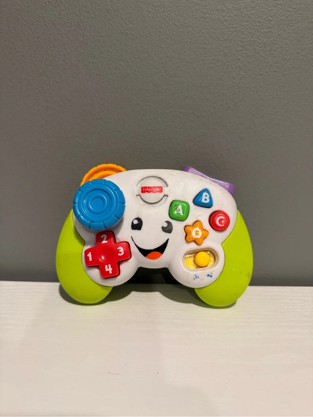 Kids Interactive Game Controller Toy - White & Lime Green- Sticky joystick.